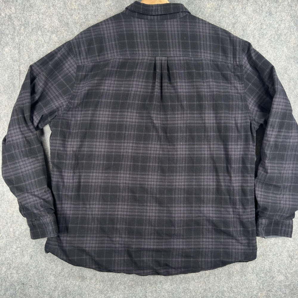 Carbon 2 Cobalt Shirt Mens XL Black Plaid Lined Flannel Long Sleeve Button Front - Picture 14 of 16